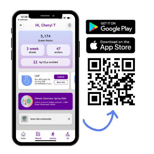 Phone displaying the homepage of the No Time To Waste app with a QR code to the right